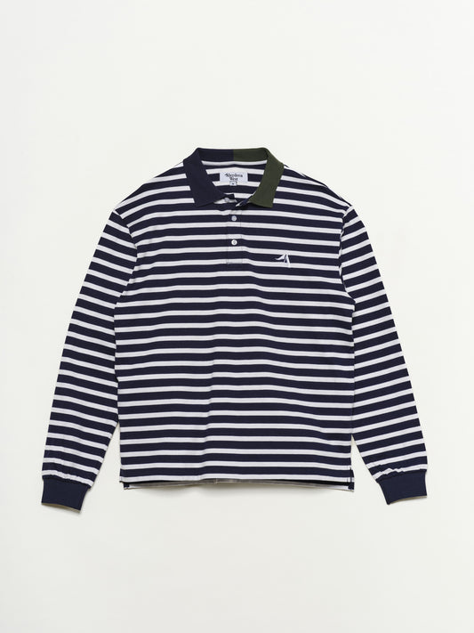 Striped Knit Long Sleeve Polo