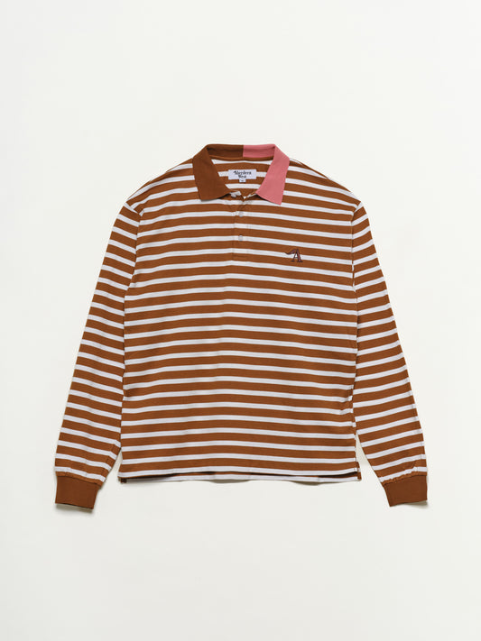 Striped Knit Long Sleeve Polo